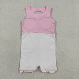 GSD3315 girls pink sleeveless bow scalloped dress yoga