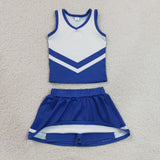 GSD4190 girls blue white sleeveless skirt outfits yoga