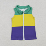 Matching Baby boys Mardi Gras button short sleeves shirt  tops