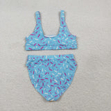 S0577 Adult women blue Ice cream Sprinkle waffles swimsuit