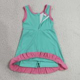 GSD4149  girls pink green sleeveless floral dress yoga