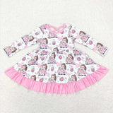 Matching Baby girls Valentine teach dress romper long sleeves