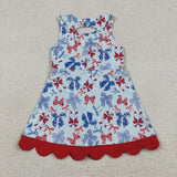 GSD3875 girls July Fourth red bow sleeveless dress yoga