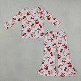 GLP3636 baby girls love cherry long sleeves bell pant outfits