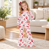 GLP3636 baby girls love cherry long sleeves bell pant outfits