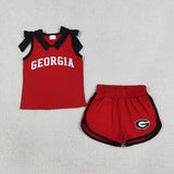 Matching Baby girls team sleeveless cotton bow shorts outfits vinyl