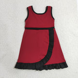 GSD4135 girls red black sleeveless floral dress yoga