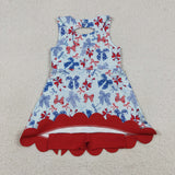 Matching Baby girls July Fourth bow sleeveless bow dress yoga