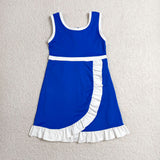 GSD4141 girls white blue sleeveless floral dress yoga