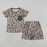 Matching Baby boys camo pocket short sleeve summer outfits