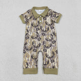 Matching Baby boys camo button long sleeve romper