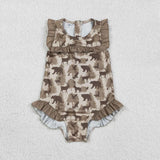 Matching Baby girls camo floral sleeveless Swimsuits