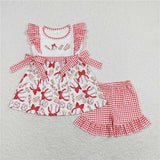 Matching  Baby boys girls baseball red blue checkered romper outfits