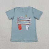 BT1762 baby boys baseball hat blue green short sleeve shirt top