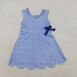 GSD3427 girls blue checkered sleeveless bow yoga
