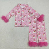 Matching winter Christmas bow clothing  adult kids furry pajamas