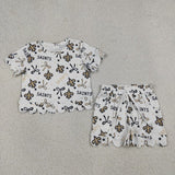 Matching Baby girls team short sleeve scalloped shorts outfits