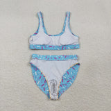 S0577 Adult women blue Ice cream Sprinkle waffles swimsuit