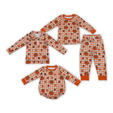 Matching Kids boys long sleeves pumpkin maples long sleeves plaid clothing