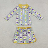 Matching Girls Mardi Gras long-sleeved  long sleeve zipper outfits yoga