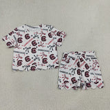Matching Baby girls team short sleeve scalloped shorts outfits