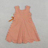 Matching Baby girls blue orange checkered sleeveless bow scalloped dress yoga