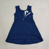 GSD3880 girls solid navy bow sleeveless dress yoga