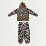 Matching boys button long-sleeved  long sleeve pocket outfits