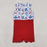GSD3875 girls July Fourth red bow sleeveless dress yoga