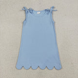 Matching Baby girls solid sleeve scalloped dress yoga
