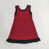 GSD4135 girls red black sleeveless floral dress yoga