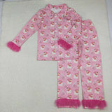 Matching winter Christmas bow clothing  adult kids furry pajamas