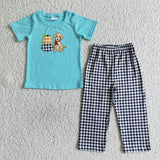 Matching Baby girls boys fall puppy outfits embroidery