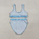 S0577 Adult women blue Ice cream Sprinkle waffles swimsuit