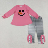 Matching Baby girls boys Christmas snowman stripe red clothing embroidery