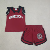 Matching Baby girls team sleeveless cotton bow shorts outfits vinyl