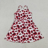 GSD3636 girls team red leopard dress yoga