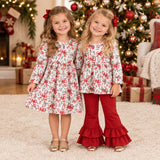 Matching girls Christmas tree bow long sleeve kids clothing