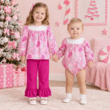 Matching Christmas pie tree hot pink kids clothing