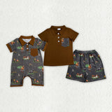 Matching Baby boys duck brown button pocket clothing