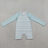 S0650 Baby boys long sleeve stripe blue  swimsuit
