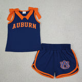 GSSO3828  girls AUBURN navy orange bow sleeveless shorts outfits vinyl
