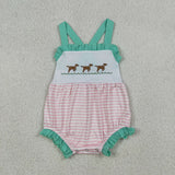 Matching  Baby boys girls dog green clothing embroidery