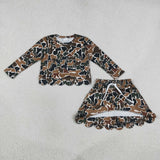 GLD1617 Girls camo long sleeve scalloped skirt Outfits