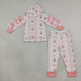 Matching Baby girls Christmas long sleeves bow  pants hooded outfits