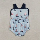 SR3945 baby boys boat navy blue romper