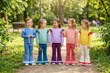 10.22 Pre-order girls solid ruffle  long sleeve bell pants outfits COTTON