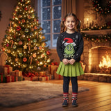 GLD1721 Girls Christmas black sweat green yoga skirt Outfits