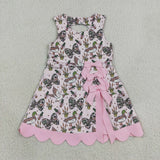 GSD4009 girls duck camo bow sleeveless scalloped dress yoga