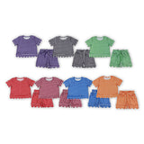 Matching Baby girls team short sleeve scalloped shorts outfits